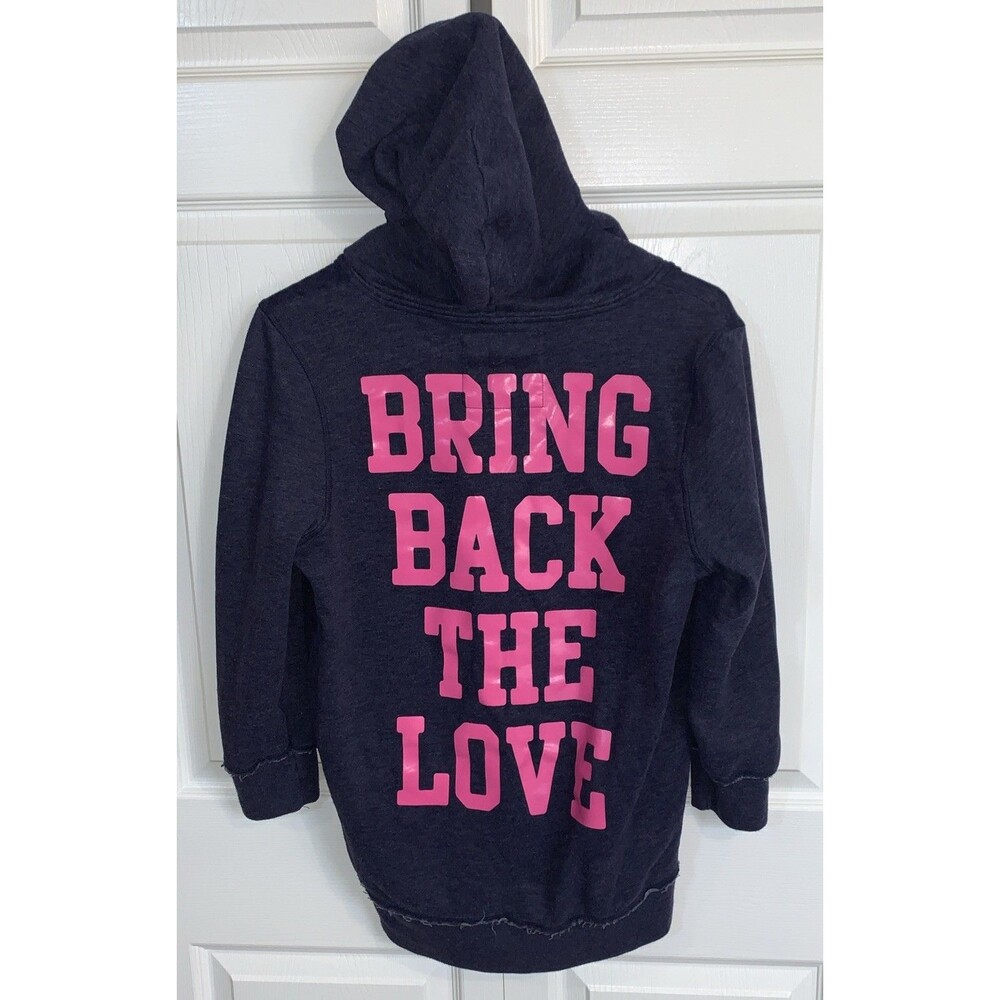 Victoria's Secret PINK Hoodie Cut V Neck M Blue Bring Back The Love